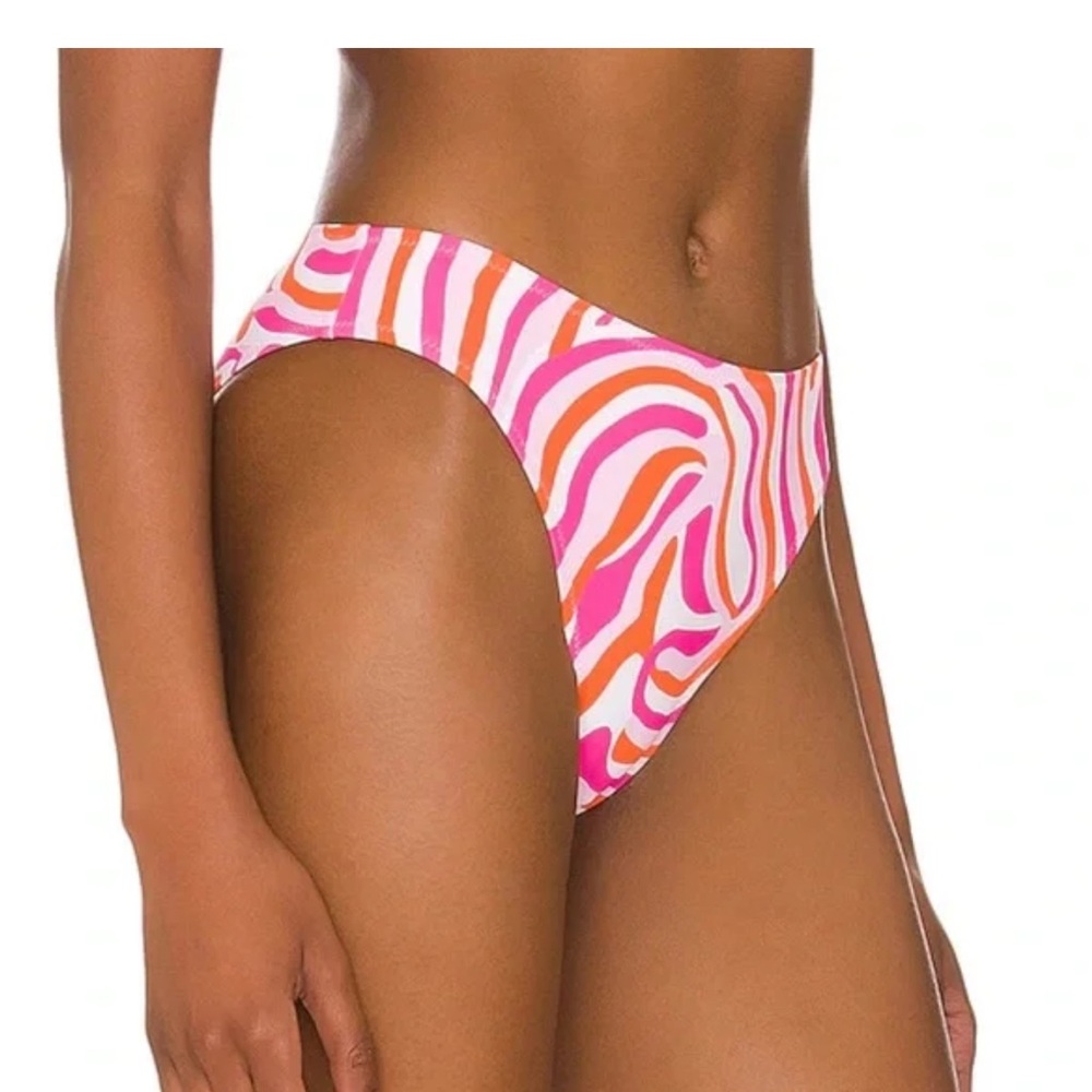 Solid & stripe Vibrant Pink and Orange Zebra Print Bikini Bottom size medium